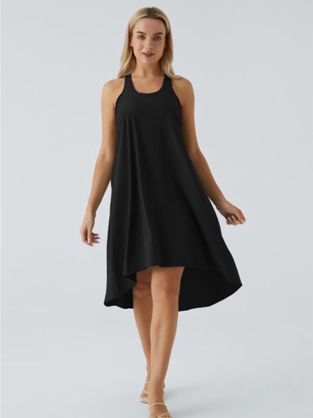 HALARA Black High-Low Racerback Swing Dress Size XL